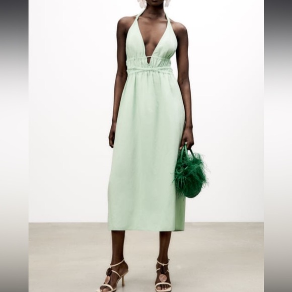 Zara | Dresses | Zara Limited Edition Linen Blend Midi Dress With Open Back  | Poshmark